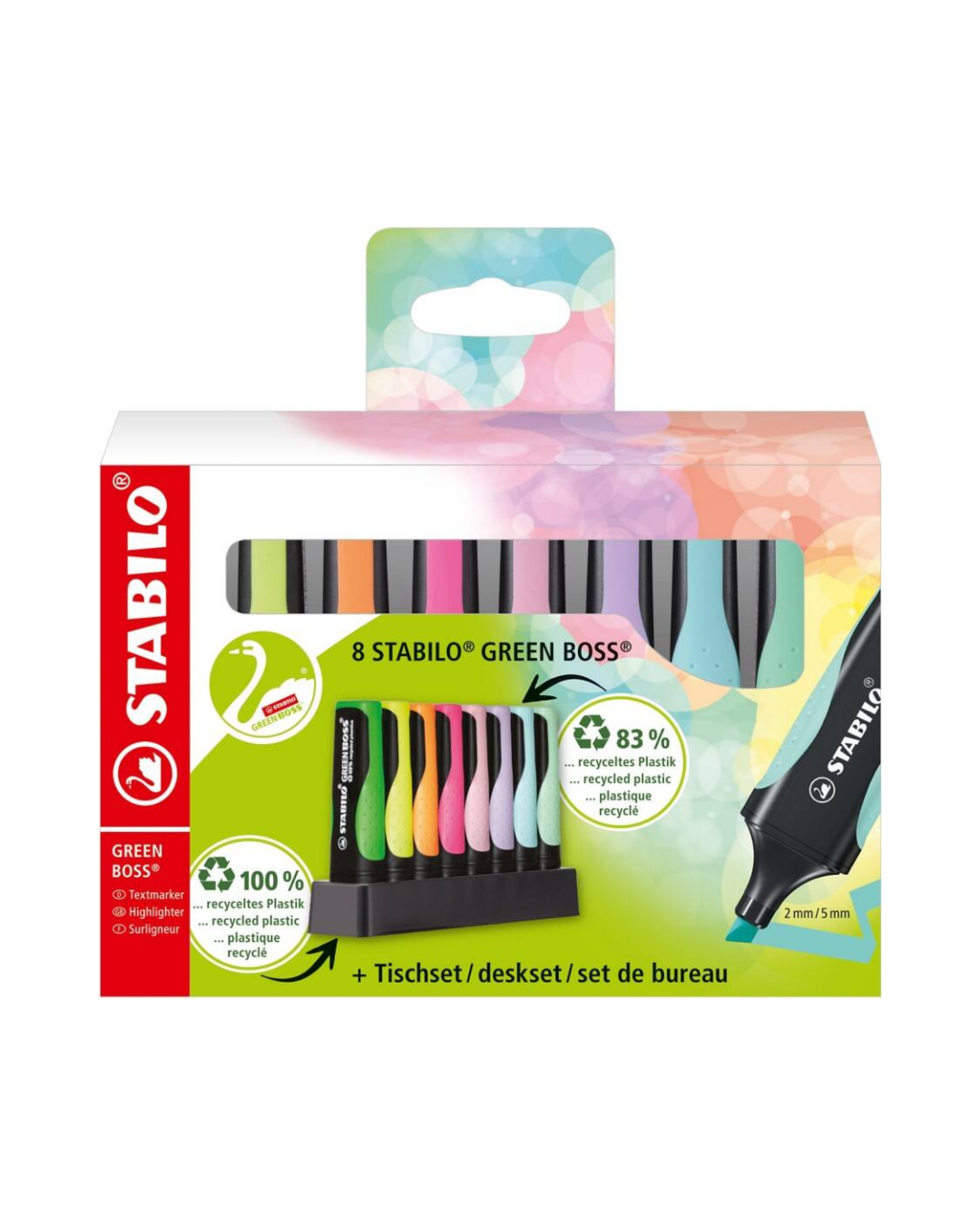 STABILO GREEN BOSS markeerstiften – set van 8 kleuren van gerecycled plastic