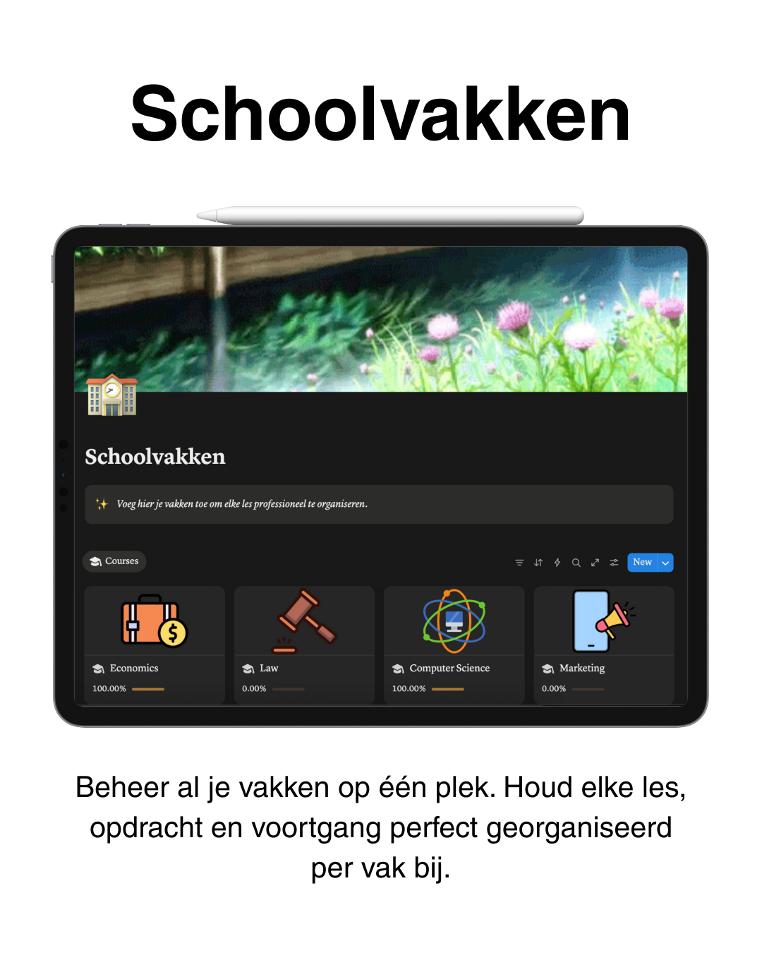 Ultieme Studentenplanner Notion-template: overzicht op laptop of tablet (afbeelding 3)